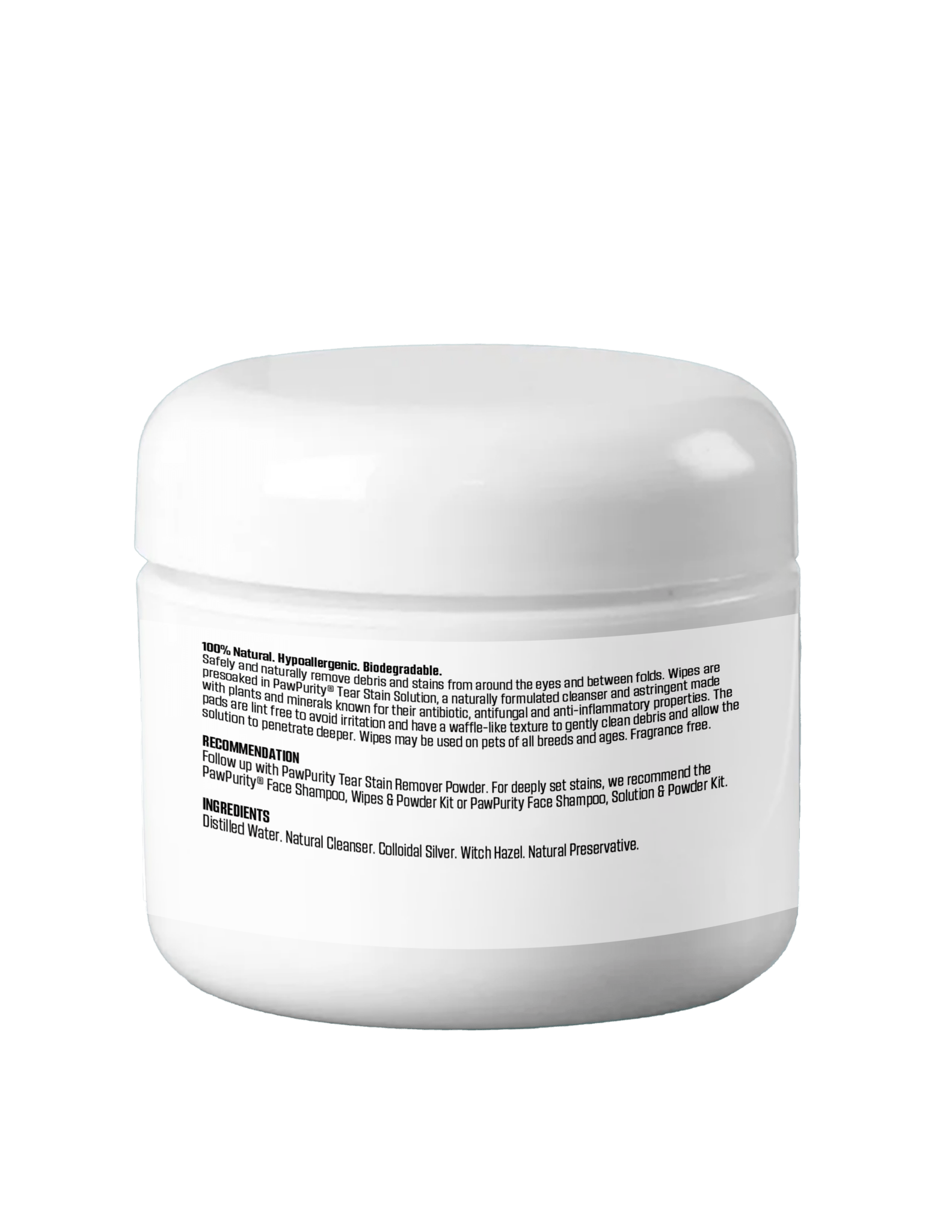 Natural Cat Tear Stain Remover Wipes - Kills Bacteria & Fungi - Safe Human-Grade Formula