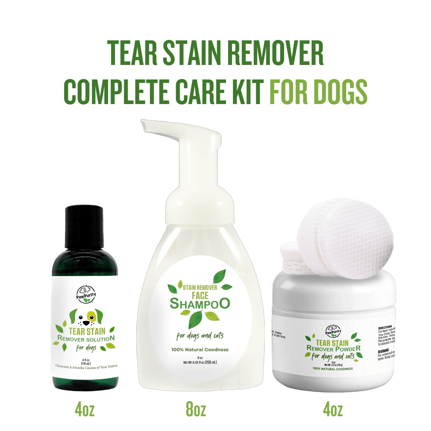 Dog Tear Stain Remover Kit - Remove Stains in 7 Days Naturally Complete Care | PawPurity
