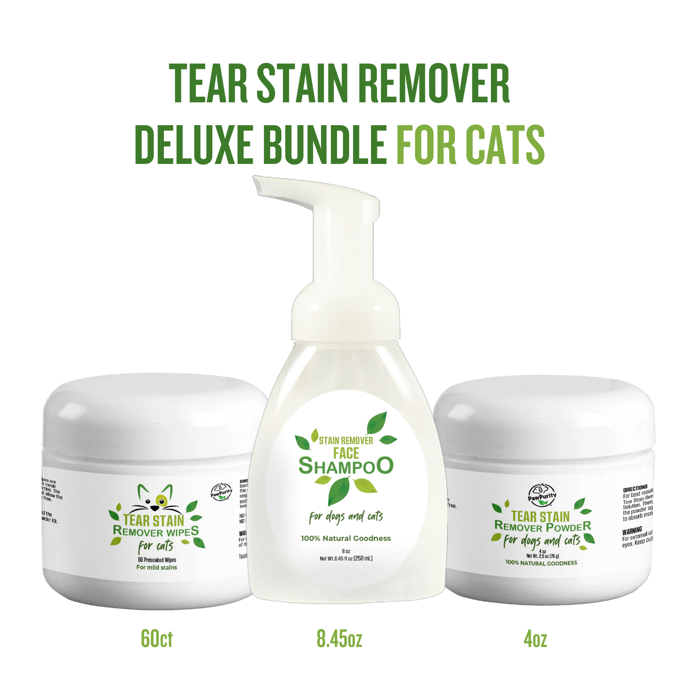 Ultimate 3-Step Cat Tear Stain Remover Kit - Deluxe Bundle for Fast Results
