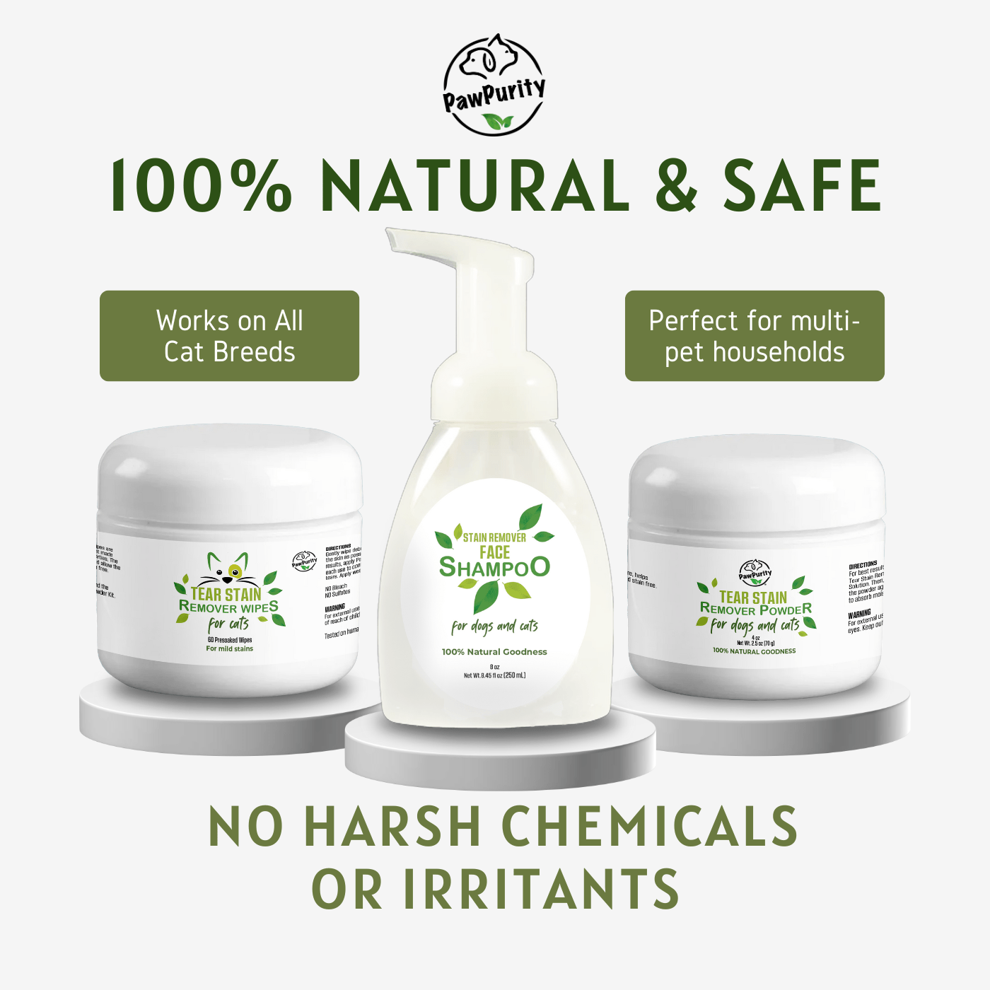 Ultimate 3-Step Cat Tear Stain Remover Kit - Deluxe Bundle for Fast Results