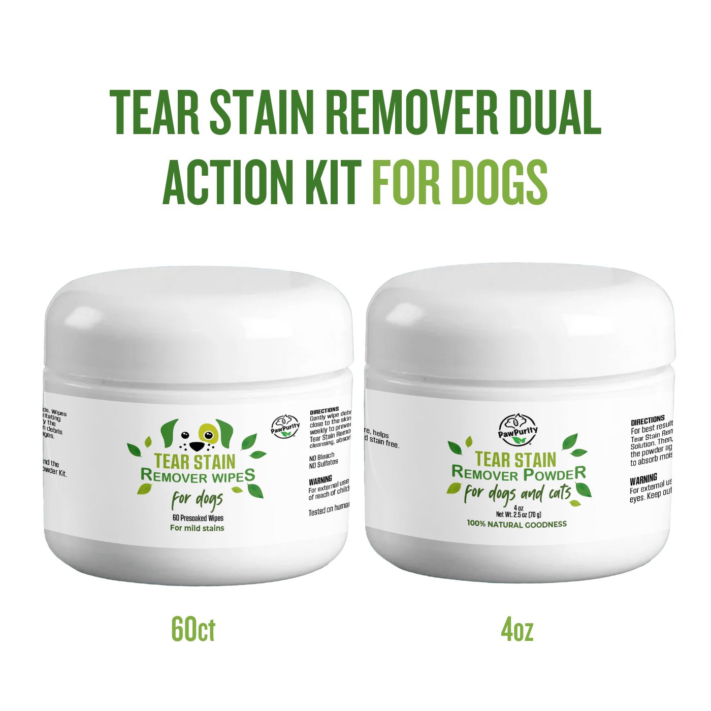 Dog Tear Stain Remover Dual Action Kit - Natural 2-Step Treatment Removes Stains Fast