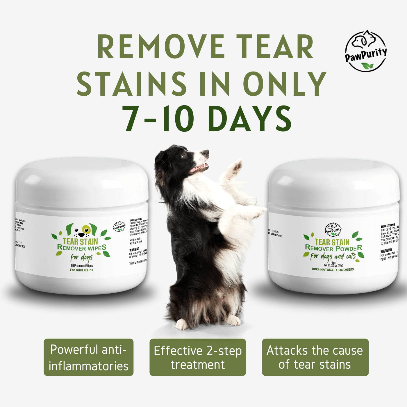 Dog Tear Stain Remover Dual Action Kit - Natural 2-Step Treatment Removes Stains Fast