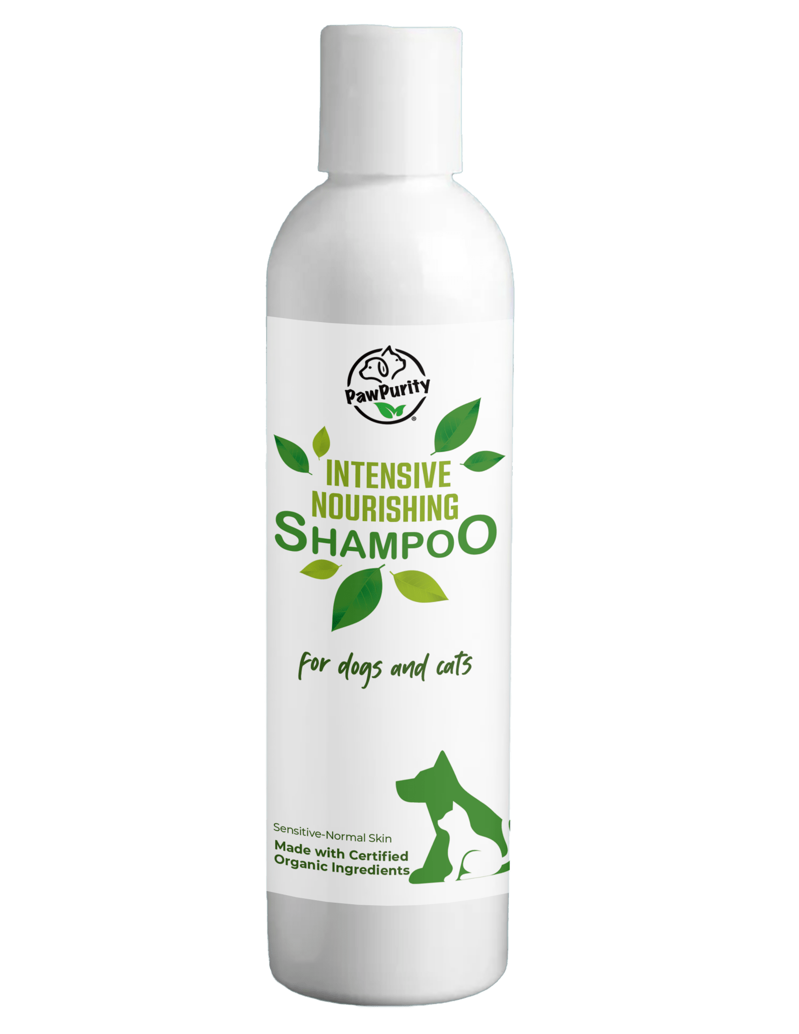 Bottle of PawPurity Intensive Nourishing Shampoo for cats with normal to sensitive skin