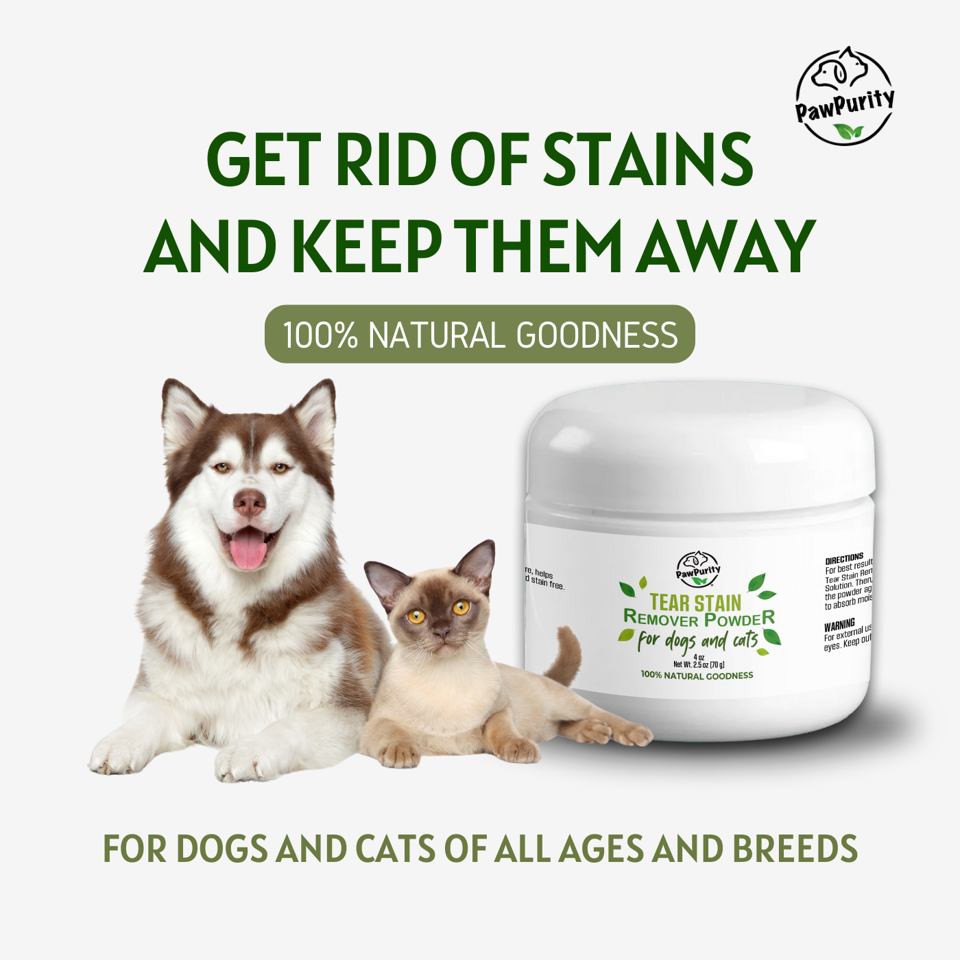 Tear Stain Remover Powder for Dogs & Cats