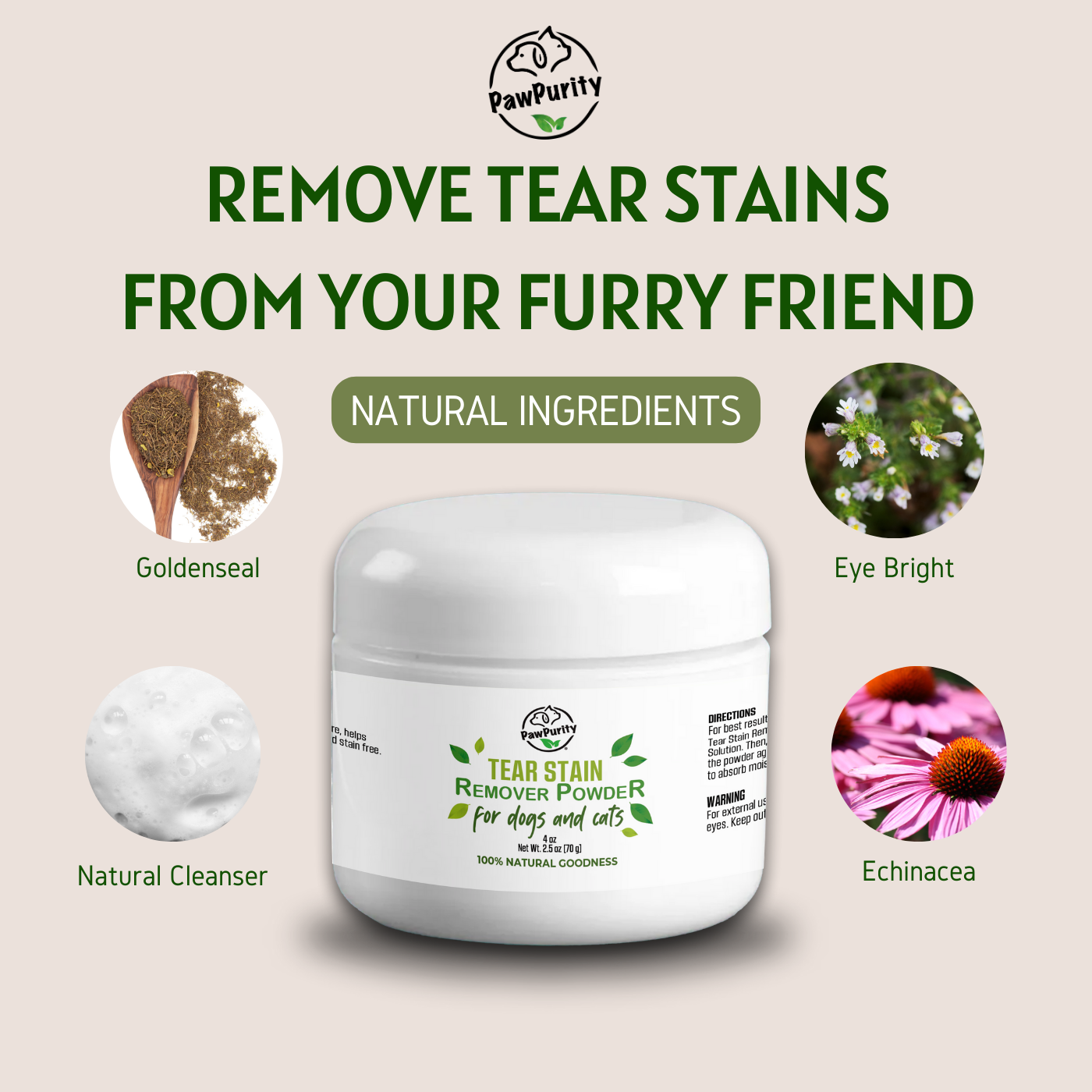 Tear Stain Remover Powder for Dogs & Cats