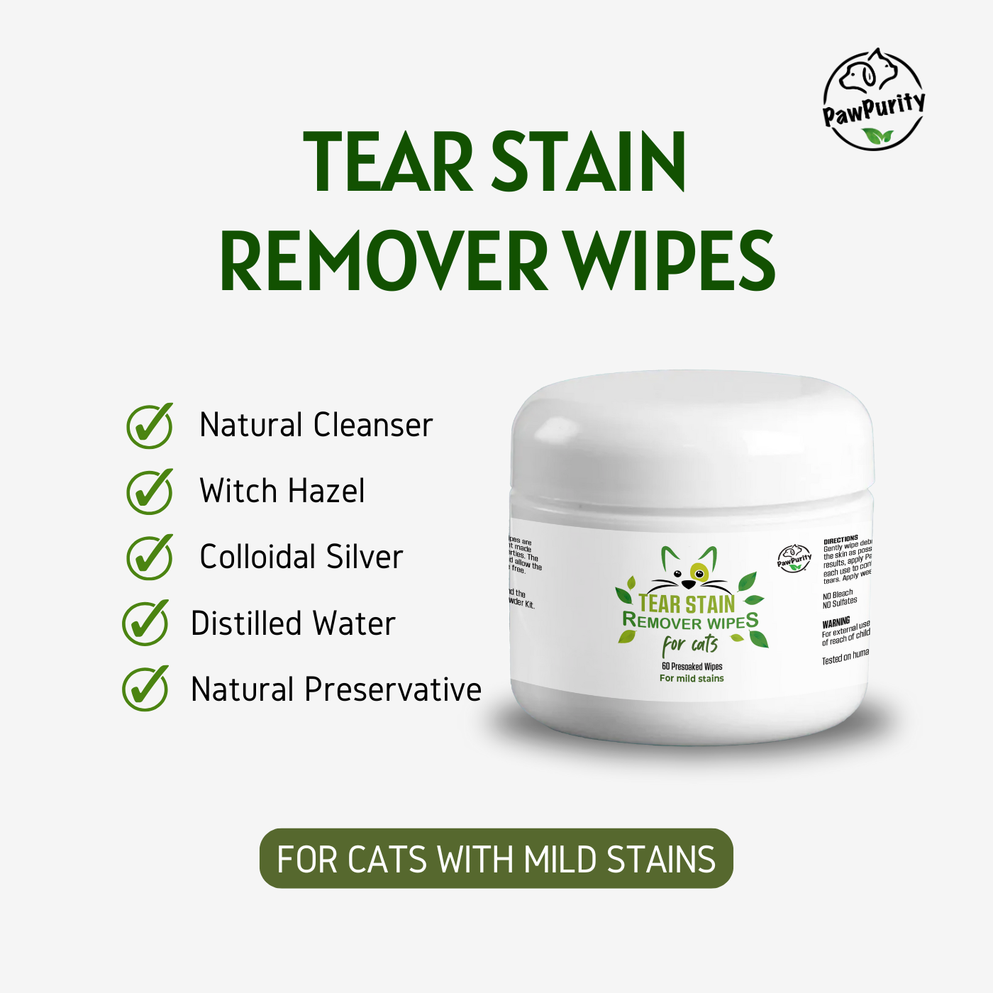 Tear Stain Remover Wipes for Cats