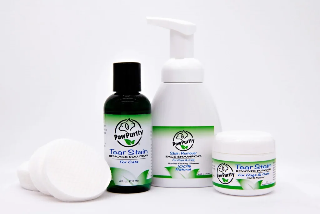 Product image of the 3-step tear stain removing kit for cats by PawPurity