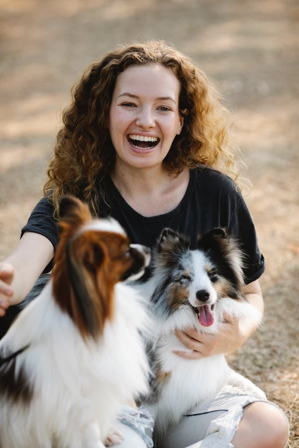 Happy women with her dogs