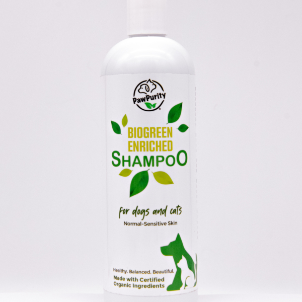 Image of PawPurity Biogreen Enriched Shampoo for dogs and cats.